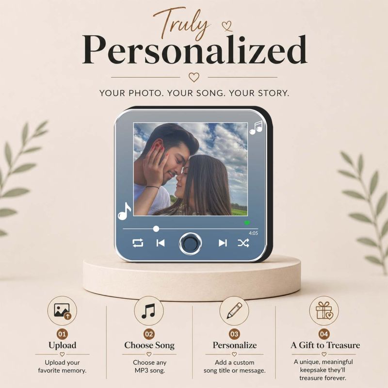 Personalized Musical Fridge Magnet for Couples | Long Distance Relationship Gift | Loveable Person Gift Birthday Gift for Husband Wife Rechargeable Playable Music Player